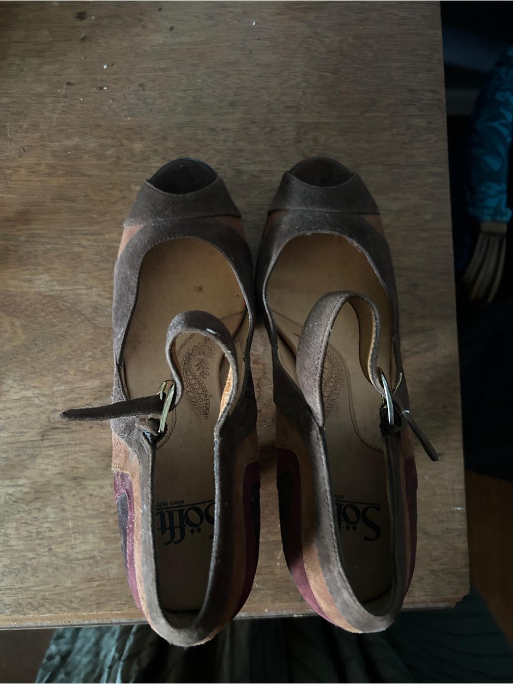 Sofft Women's Brown Suede Mary Jane Heels - Multi-Brown Color - Picture 4 of 7